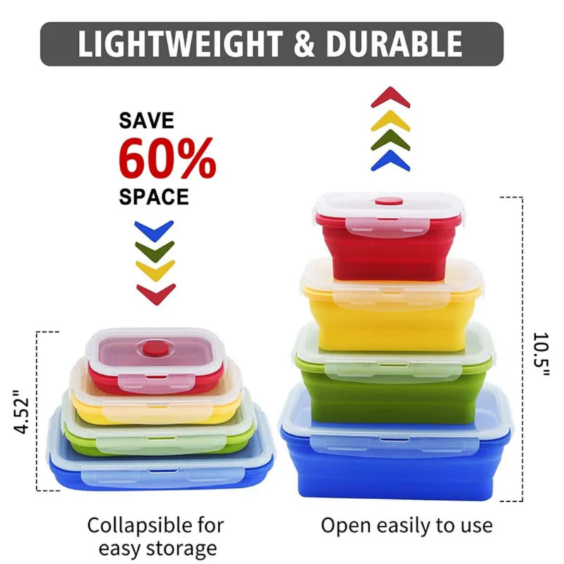 Boîte Alimentaire Pliable en Silicone – Lunch Box Hermétique Rétractable chez Bonusta – Image 3