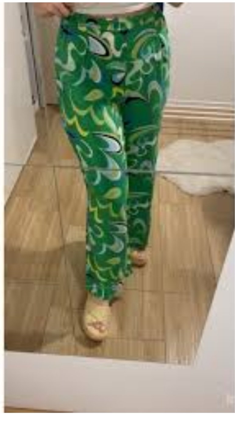 pantalon-fluide-femme-imprime-psychedelique-vert-coton-taille-40-destockage-neuf-dakar
